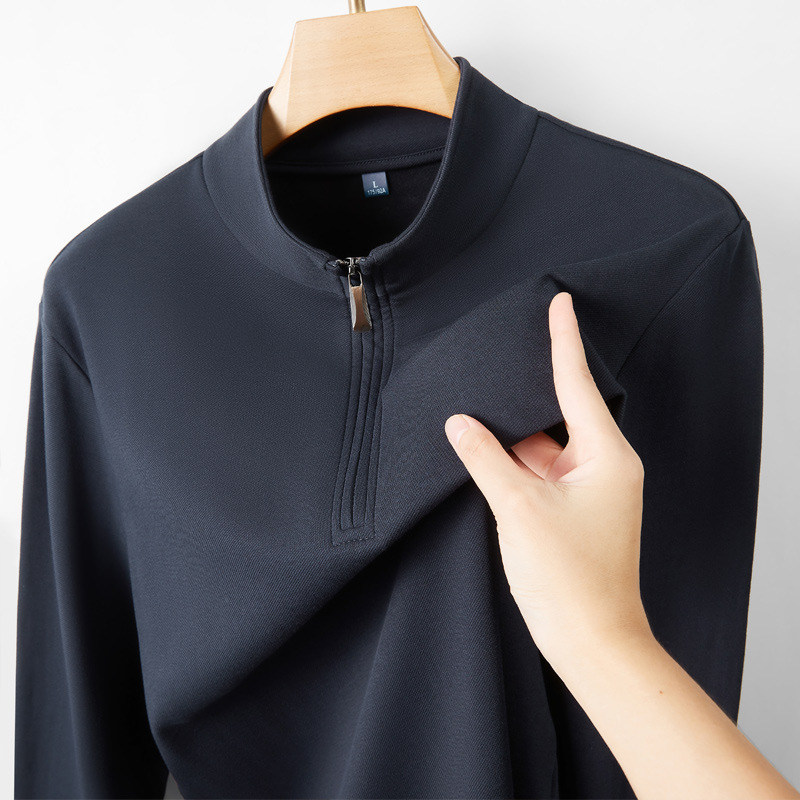 seda de morera con cremallera de manga larga camiseta hombre ocio infrarrojo lejano 7A antibacteriano camuflado calentamiento de color sólido vestido grueso otoño invierno