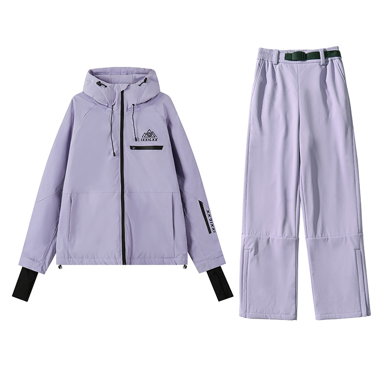 후드 방수 방풍 스키 세트 남녀 야외 베니어 등산 세트 세트 HF66 K1002J FLEECE-LINED-P240