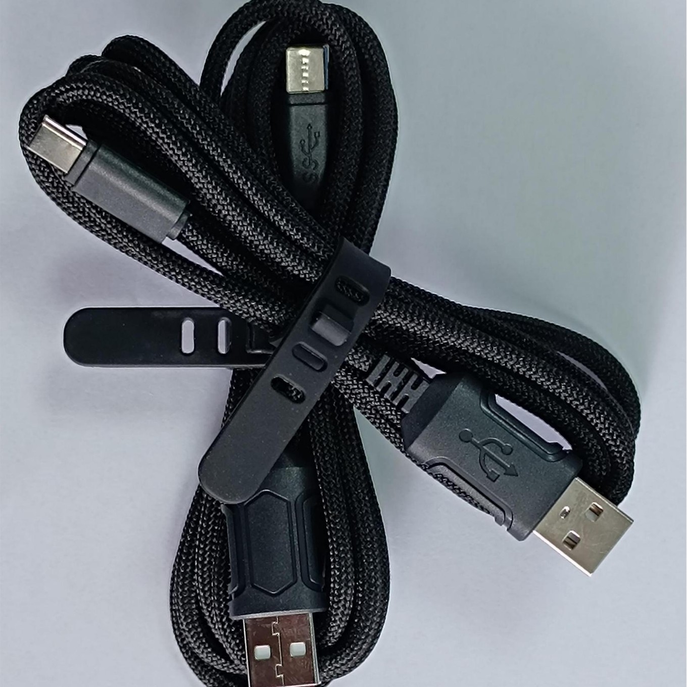 Universal Type-C Paracord Cable for Mouse and Keyboard, Data Cable with Elbow, Soft Magnetic Ring Shielding, Transmission Keyboard and Mouse Cable