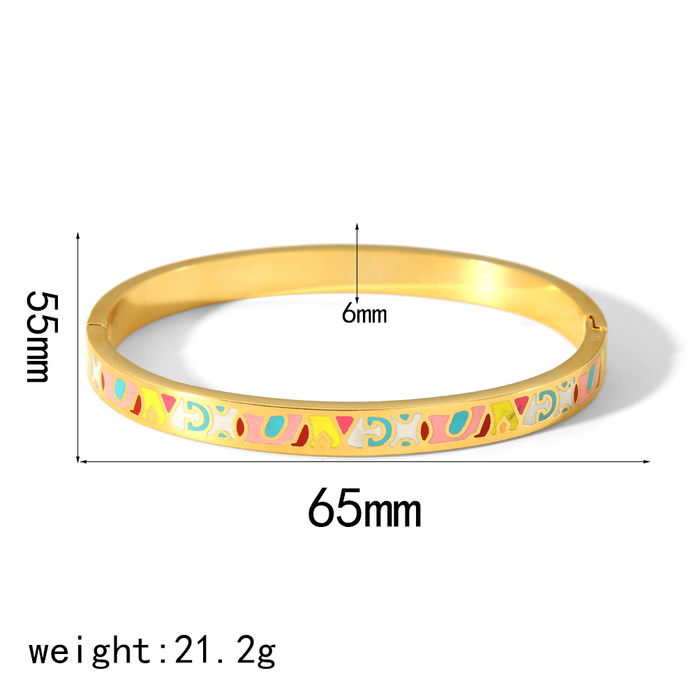 Nueva pulsera de esmalte pintada de verano de estilo europeo y americano de acero inoxidable chapado en oro de 18 quilates joyas de alta calidad para mujeres