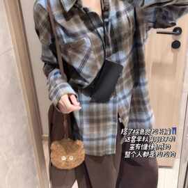 2026秋季情侣款抗皱格子长袖衬衫美式复古潮牌爆款中性风衬衣外套