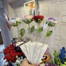 产品手工编织玫瑰花仿真花束跨境毛线花批发夜市摆摊红玫瑰假花朵