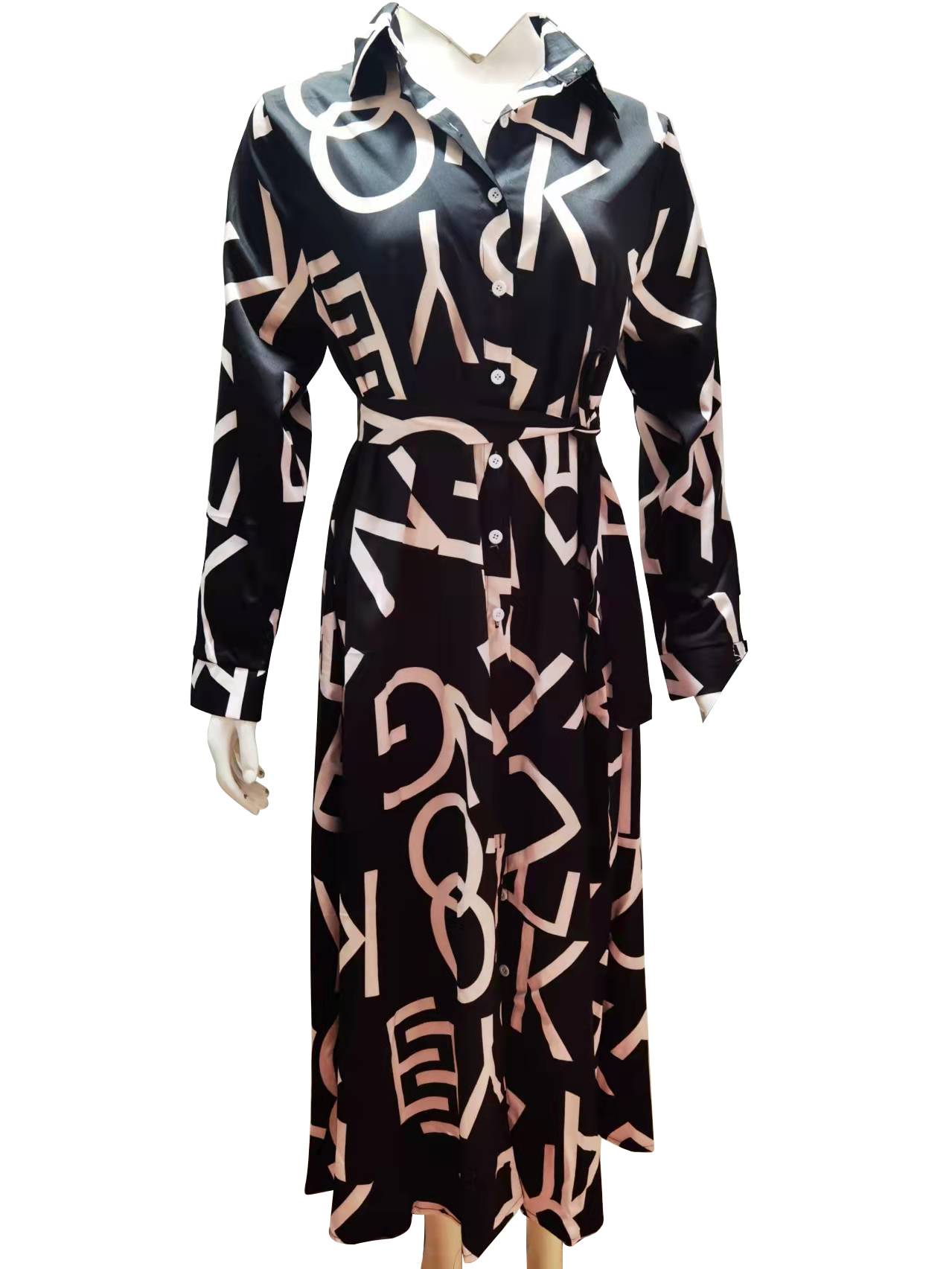 Women's A-line Skirt Fashion V Neck Printing Long Sleeve Printing Maxi Long Dress Daily display picture 8