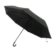 J6DA法式经典黑白波点折叠太阳伞小巧便携抗风弯柄UV遮阳晴雨伞女
