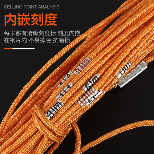 Source factory wholesale nylon measuring rope 50 meters thick steel wire measuring rope 100 meters sports rope ruler 30m hundred meters rope