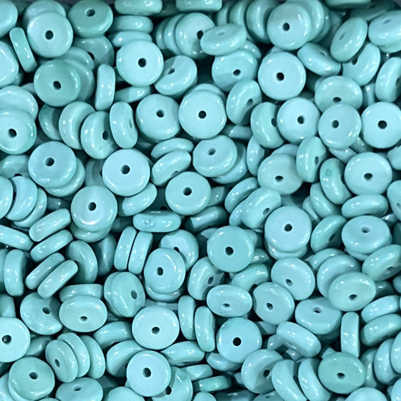 美菱矿绿松石配珠隔片手串直切隔珠垫片高瓷散珠绿蓝色金刚星月