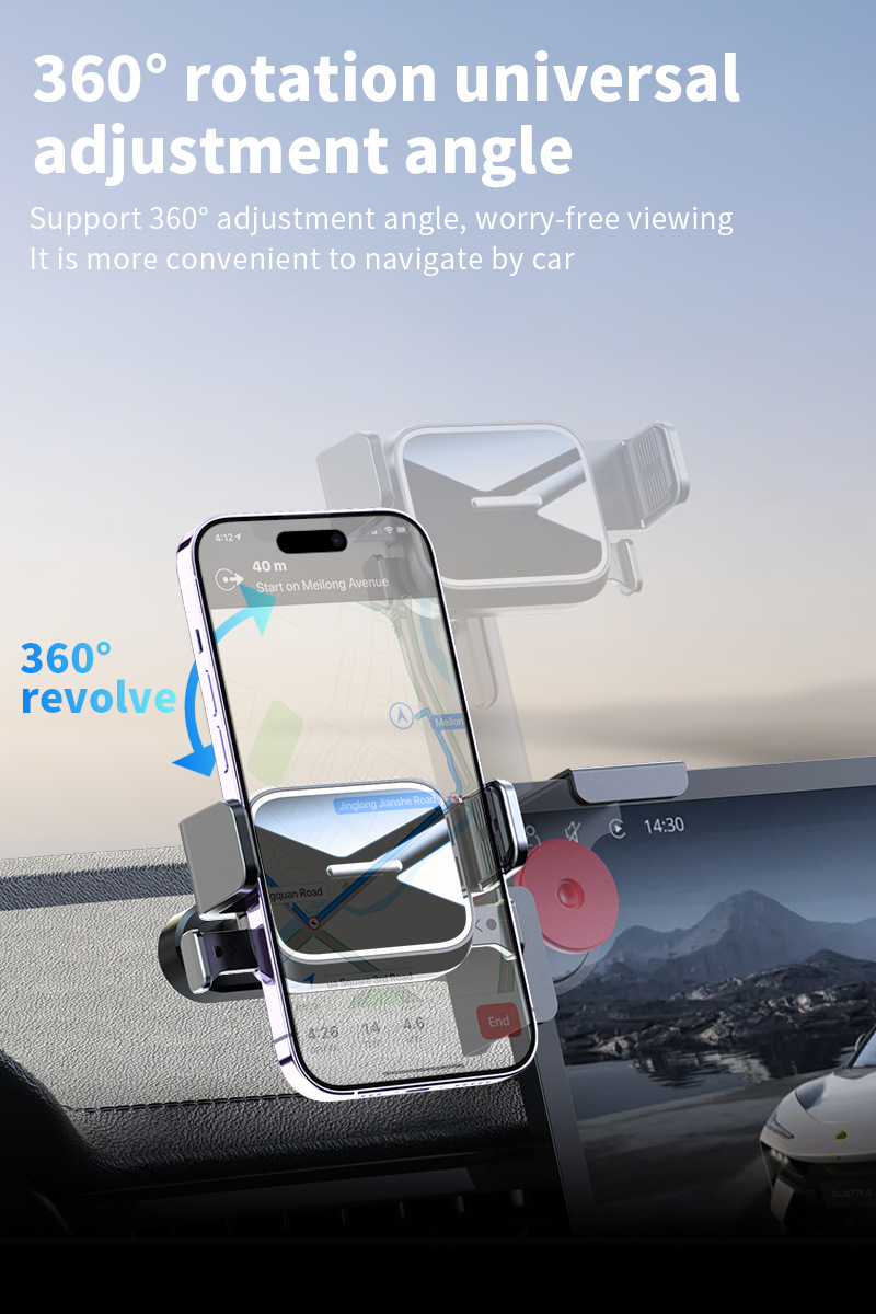 Car Mobile Phone Holder Multi-Functional Alloy New Energy Central Control Display Navigation Universal Non-Destructive Mobile Phone Support Bracket