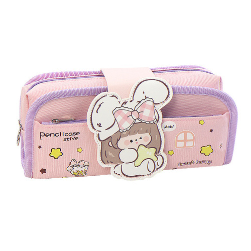 Large-capacity girl's pencil bag with good looks and cute cartoon creative stationery bag for primary school students multi-functional pencil bag wholesale