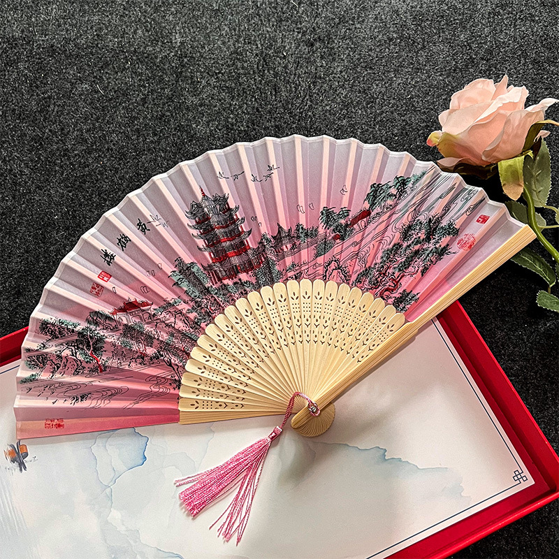 Ventilador de estilo antiguo ventilador plegable hombres y mujeres ventilador de baile clásico antiguo traje fotografía de rendimiento Hanfu apoyos estilo chino ventilador plegable hecho a mano