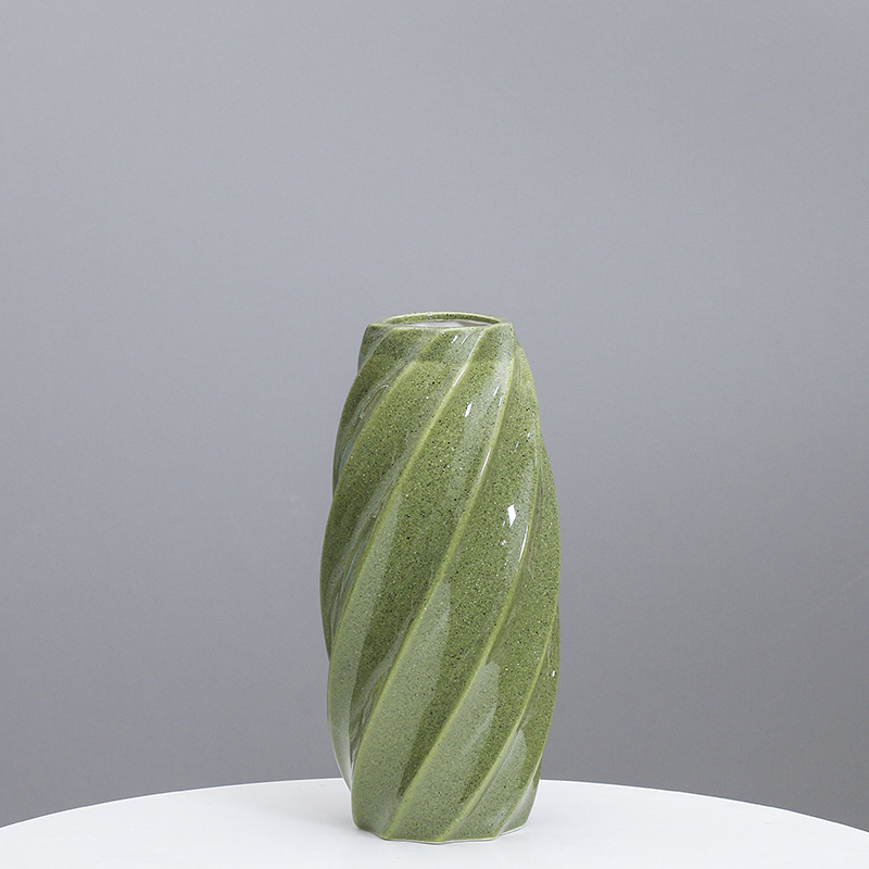 Cerámica moderna simple rayas florero sala de estar Azul Rojo creativo suave decoración del hogar flor seca arreglo floral