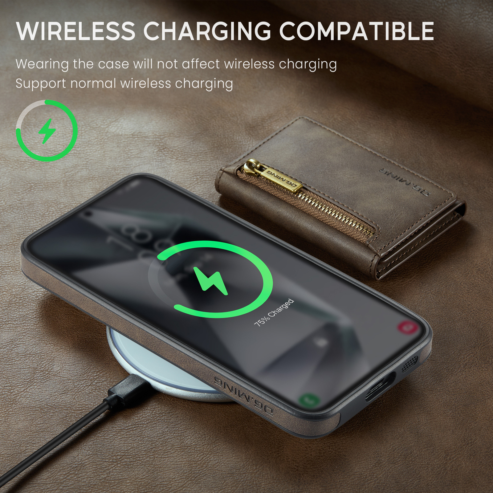 M5 für Samsung S24 magnetische kabellose Ladetelefonhülle S24 Plus Zwei-in-Eins-Anti-Diebstahl-Bürsten-Brieftaschen-Schutzhülle_voghion.com