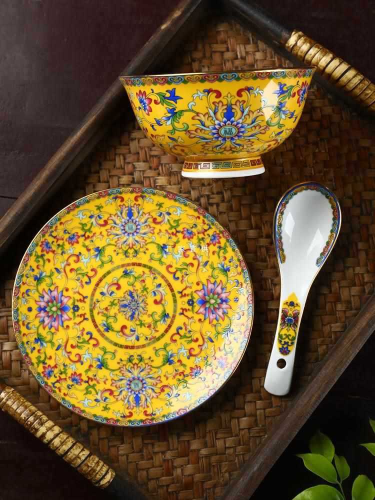 碗碟套装家用陶瓷碗新品创意中式碗盘骨碟组合单个骨瓷碗高脚饭碗