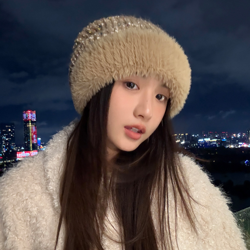 韩版冬季新款帽子女加绒加厚针织帽时尚百搭堆堆帽护耳防寒毛线帽|undefined