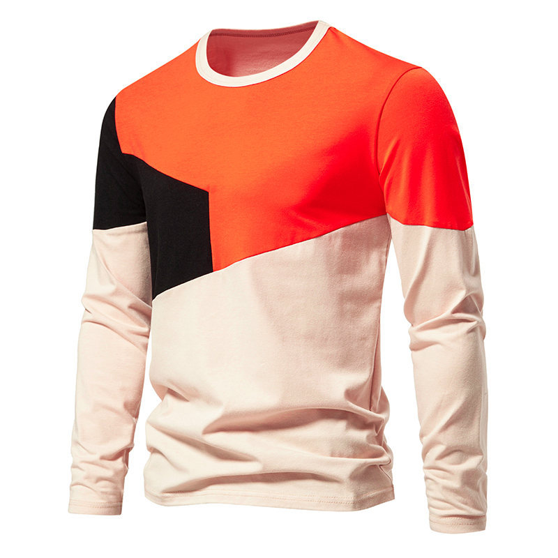 Herr t-shirt med lång ärm rund hals höst vinter stil mode_voghion.com