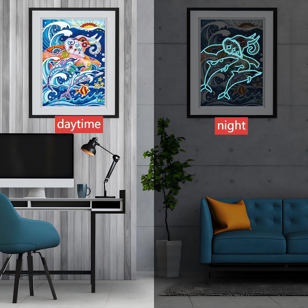 Explosiones transfronterizas pinturas de diamantes luminosas hechas a mano dormitorio sala de estar pinturas de diamantes perimetrales decoración luminosa sin marco