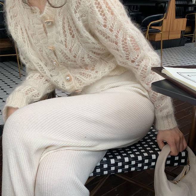 【Kasjmierfamilie】 Dunne wollen damesvestjas met uitgehold mohair gebreid temperament, gecombineerd met een korte_voghion.com