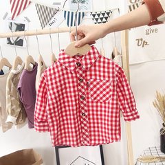 寶寶棉長袖襯衫薄款童裝春秋兒童格子襯衫小童男童襯衣嬰兒外套