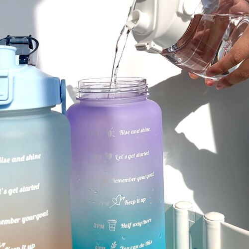 Sports water bottle for women, summer large capacity straw plastic cup portable high-end large sanding PC space cup wholesale
