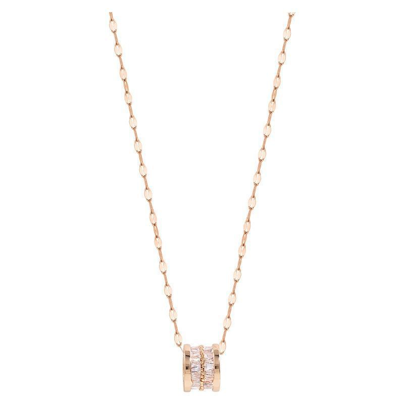 Collana in acciaio al titanio con ciondolo a vita piccola con sensazione di fascia alta, temperamento femminile in oro rosa, lusso leggero, freddo di nicchia e_voghion.com