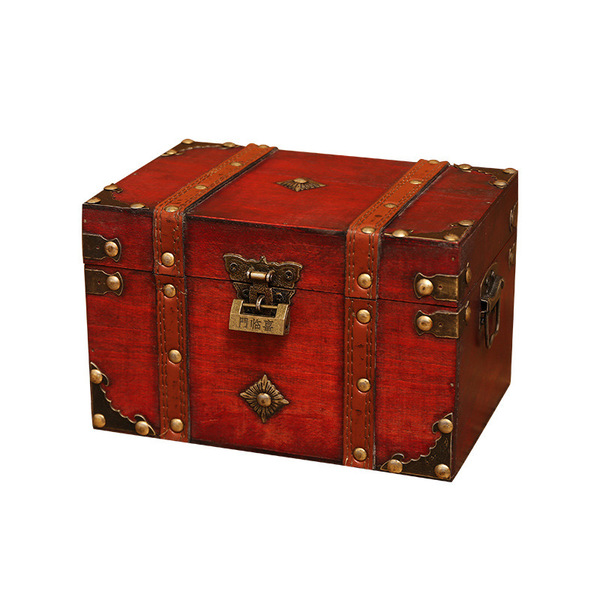 European retro wood band lock storage box home storage box wood box…