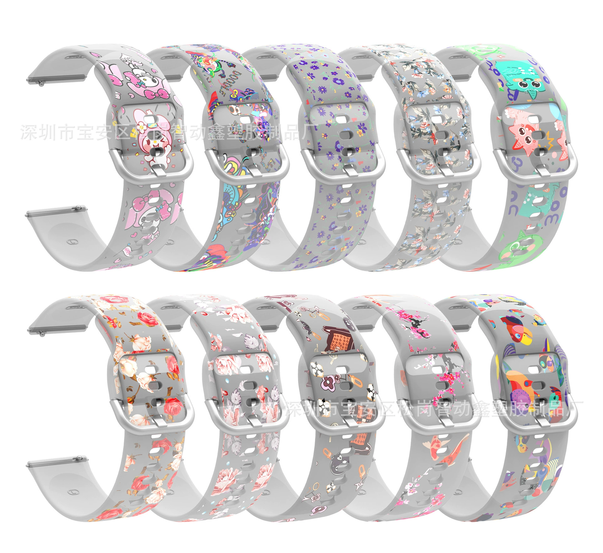 Для Samsung Galaxy Watch Active прозрачный силиконовый ремешок с принтом 20 мм универсальный ремешок