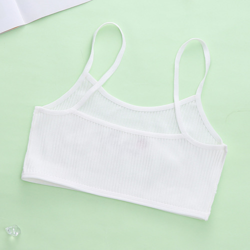 Thread-spool pure cotton developmental undergarment one-stage strapless backless bra single-layer anti-bulge elementary school girl's bra