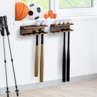 Wooden Baseball Bat Bracket Display Rack Wall-mounted Sports Souvenirs Collectible Floating Rack Hanging Storage Wooden Rack