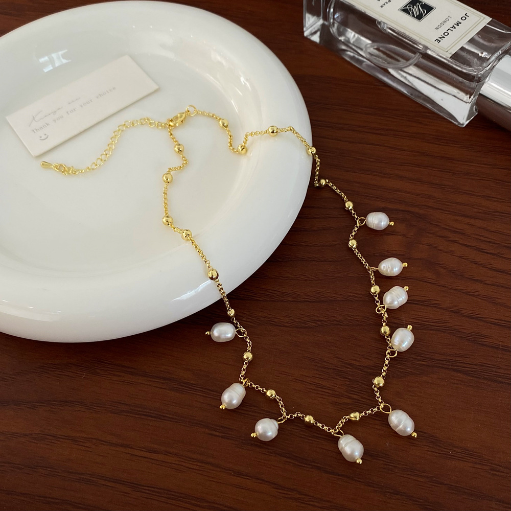 Alloy, Freshwater Pearl Material Modern Style Geometric Freshwater Pearl Necklace