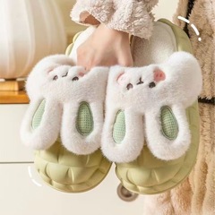 冬用綿スリッパ 室内用 取り外し可能 洗える 防水 滑り止め 保温 寮 カップル用 白うさぎスリッパ 女性用 可愛い