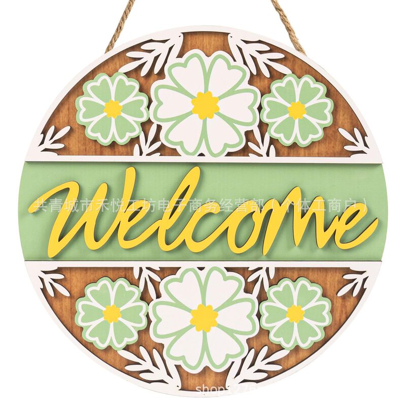 Pechpell Spring Front Door Welcome Sign, Round Wreath Wall Hanging Decoration Pechpell Spring Front Door Welcome Sign, Round Wreath Wall Hanging Decoration