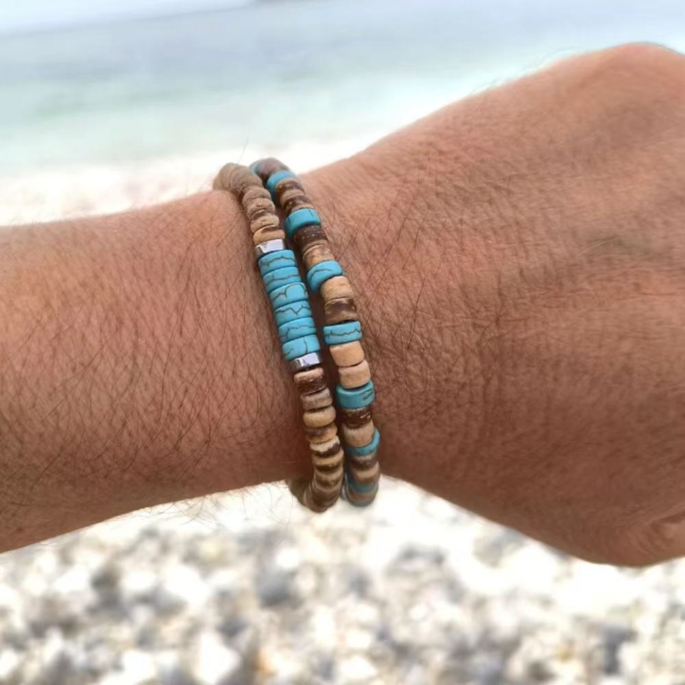 Retro Simple Style Geometric Wood Turquoise Men's Bracelets Imitation Pearl Accessories display picture 14
