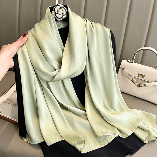 Korean Spring and Autumn New Solid Color Summer Sunscreen Beach Scarf Women's Silk Scarf Air Conditioning Shawl Extra Large Gauze Scarf