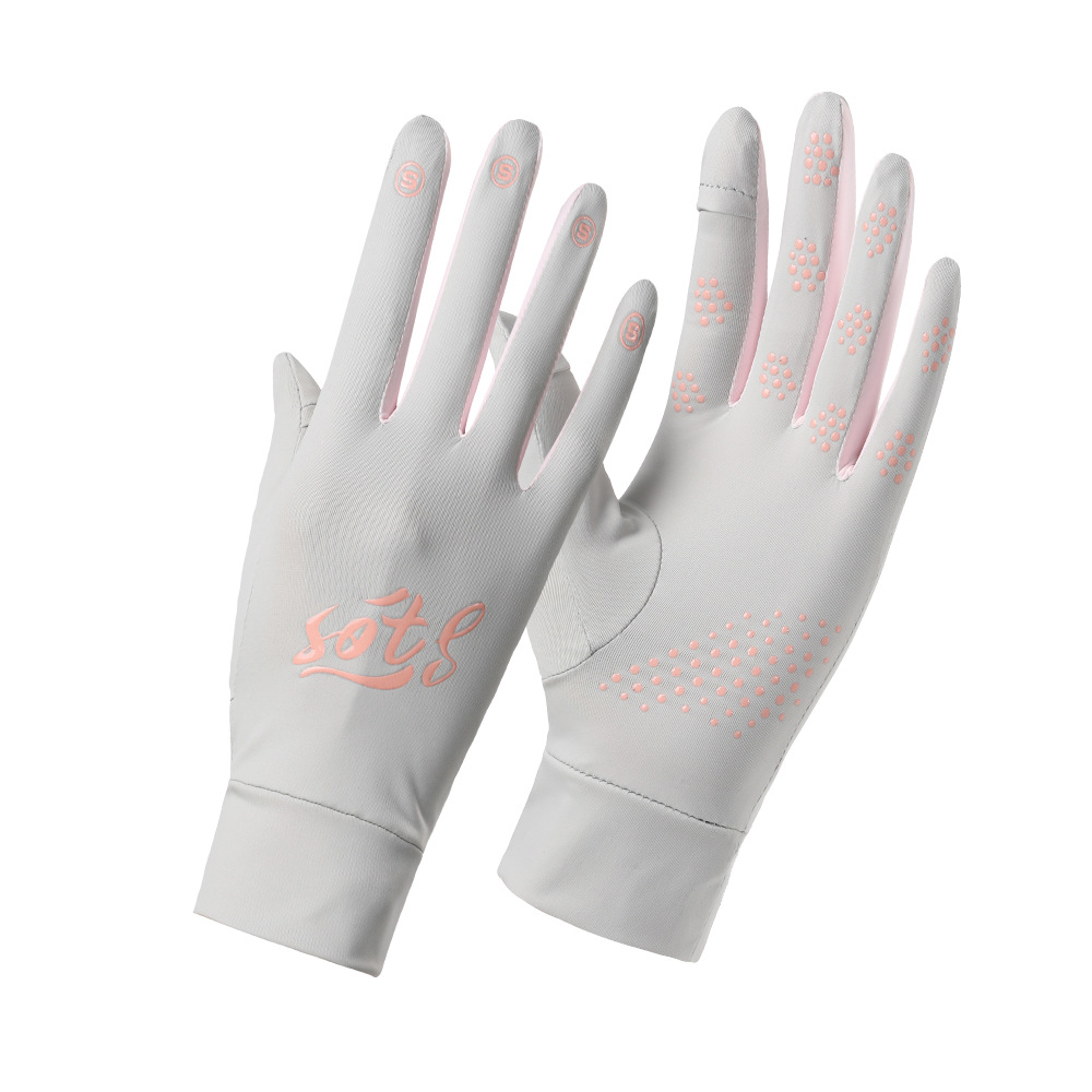 Guantes de protección de Sol de seda de hielo de seda de protección UV de las mujeres de verano delgada transpirable coche eléctrico conducción sol guantes de protección