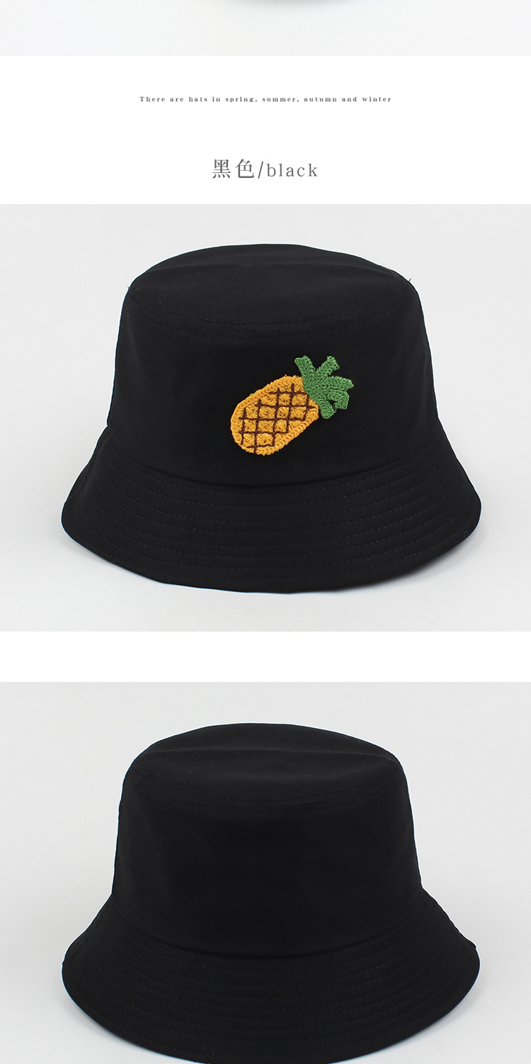 Fashion Pineapple Embroidery Casual Flat Top Sunscreen Basin Hat display picture 1