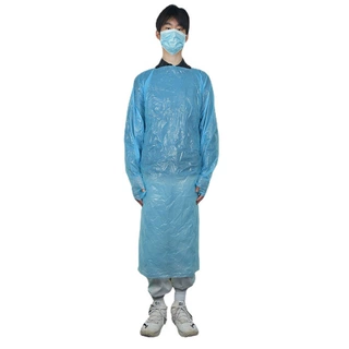 一次性cpe袍 塑料袍带拇指松紧口清洁反穿隔离衣袍养殖隔离衣批发