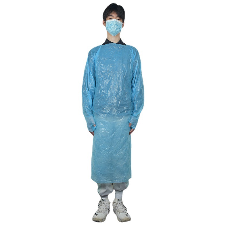 一次性cpe袍 塑料袍带拇指松紧口清洁反穿隔离衣袍养殖隔离衣批发