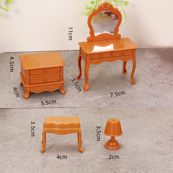 1:12 mini ornaments simulation furniture bedroom scene miniature model doll house dressing table double bed bedside table