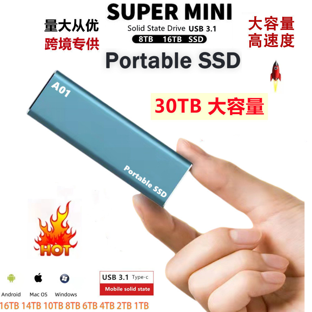 全新外贸跨境 TYPE C 外置移动硬盘2t 128t扩容升级便携式固态硬