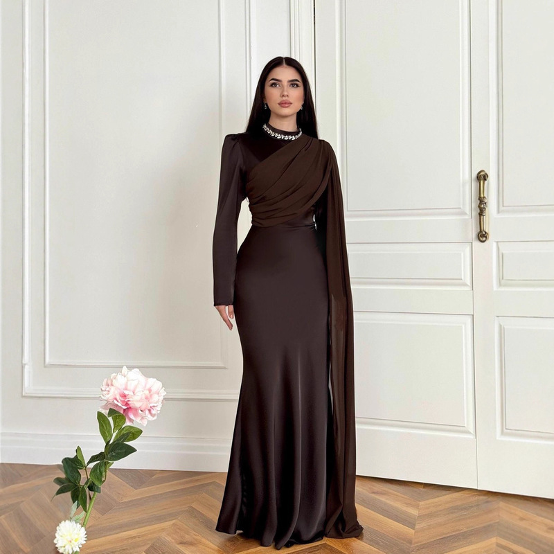 2025 European and American Amazon Cross-Border Foreign Trade Slim Long-Sleeved Elegant Light Luxury Dress 2025 European and American Amazon Cross-Border Foreign Trade Slim Long-Sleeved Elegant Light Luxury Dress