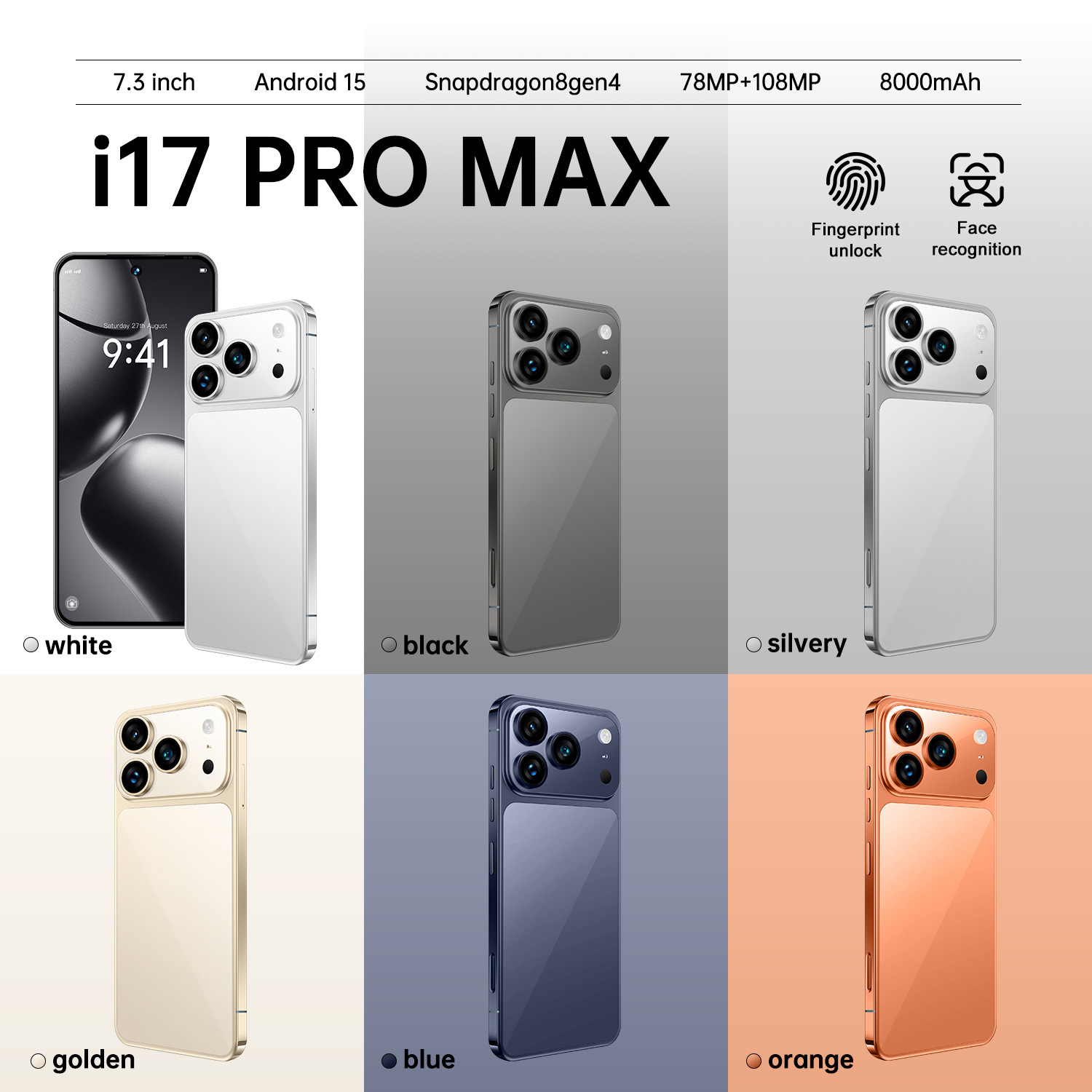 新款i17ProMax跨境7.3英寸4G手机内存3+16代发跨境热销安卓10