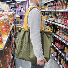 大容量抽绳束口袋纯色环保购物袋便携可折叠超市收纳包手提买菜包