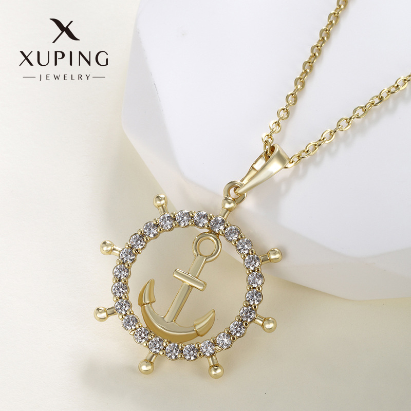 Xuping Geometry circular Fashion Ship talio Boat Anchor collar colgante europeo y americano personalidad transfronteriza Cold Wind collar mayorista femenino