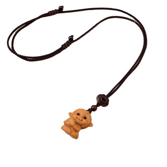 Barbie Sandalwood Carving Zodiac Zodiac Birth Year Pendant Necklace Wooden DIY All-match Accessories Pendant