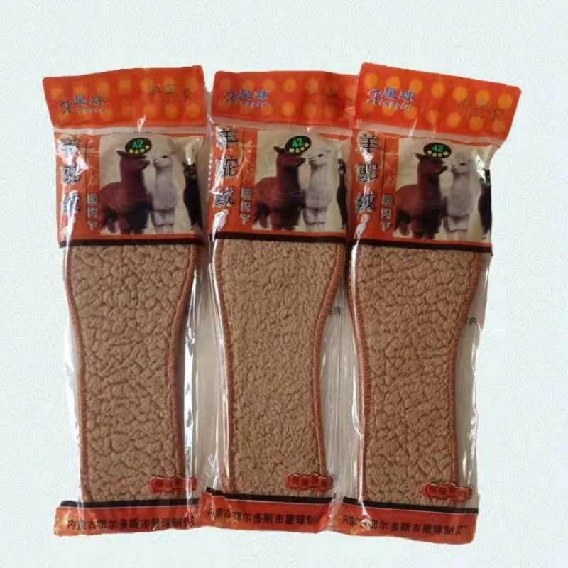 Оптовые стельки из шерсти альпаки, утолщенные для зимы, унисекс, шерстяные, влагопоглощающие, дышащие, плюшевые, комфортные, на флисовой подкладке, утолщенные.