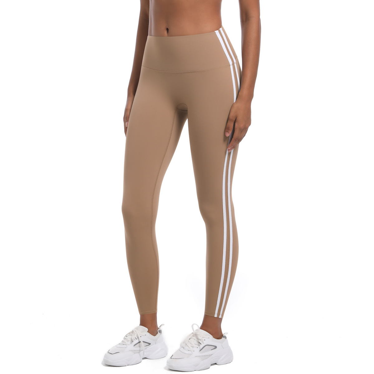 210g Weight Sleeveless Sleeve Length Nylon Fabric Type Short Top Length Leggings Pants Type Running, Sports Occasion Collarless Neckline Stripe Pattern Side Stripe Design Fitness, Sport Style Style Fitness Sport Style Stripe Nylon Collarless Side Stripe Active Bottoms Leggings 45