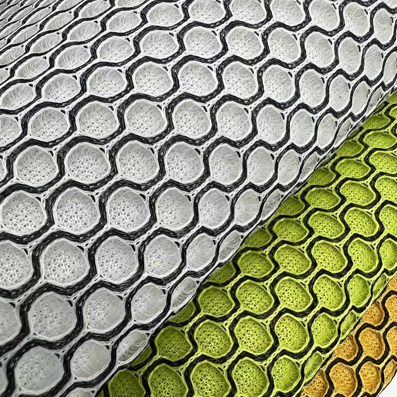 三明治网布 六角双色网布 黑白双色3D网眼布 玩具工艺品箱包面料