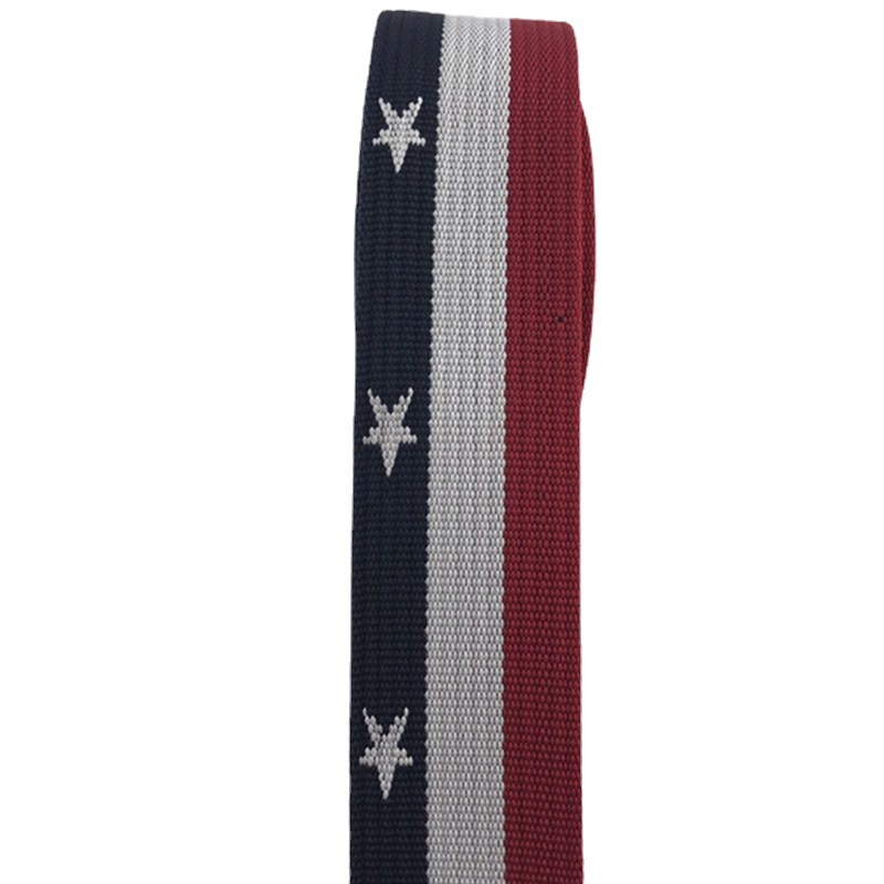 3.2cm 3.8cm红白蓝 五角星提花织带 3.8公分红白蓝涤纶星星提花带