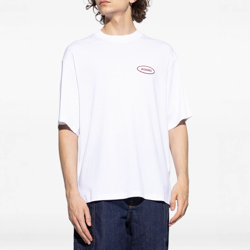 2025 Summer Men's Jacquemus Short-Sleeved T-Shirt Round Neck Simple Versatile Casual Fashion Top Same Style for Men and Women 2025 Summer Men's Jacquemus Short-Sleeved T-Shirt Round Neck Simple Versatile Casual Fashion Top Same Style for Men and Women
