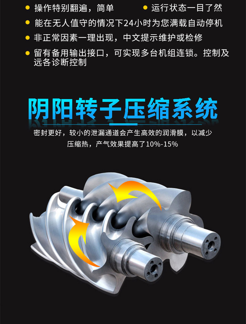 Kaishan Screw-Type Permanent Magnet Variable Frequency Air Compressor 7.5/15/22/37Kw Industrial-Grade Air Pump Air Compressor