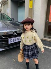 【訂貨】2022秋冬季韓版女童圓領花朵套頭毛衣洋氣百搭可愛童裝
